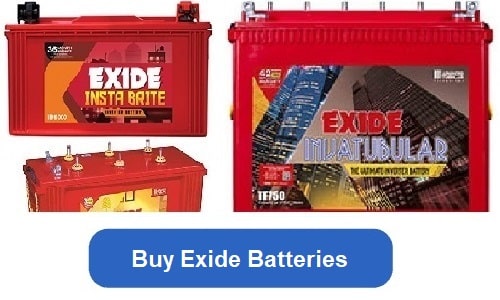 Exide Batteries Price List
